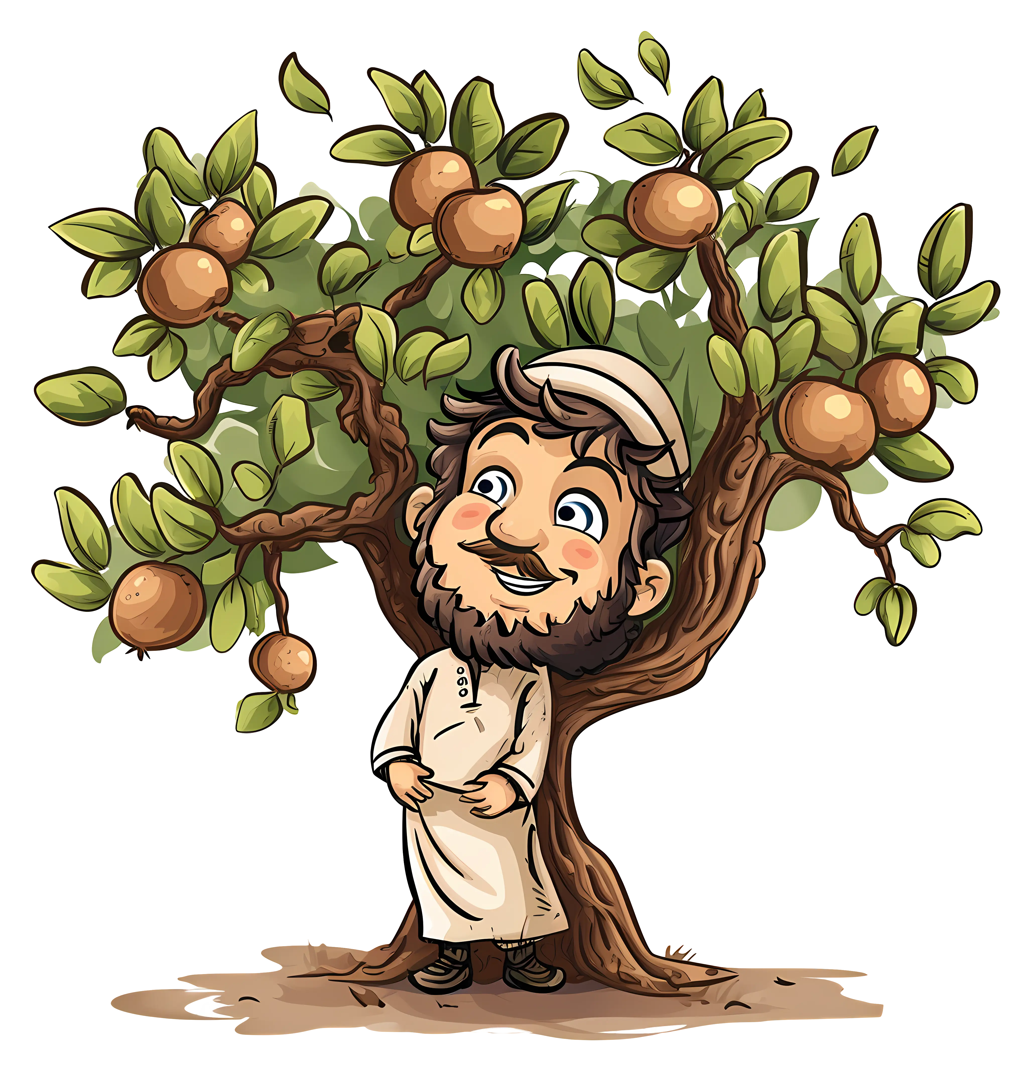 Man Relaxing Under a Fruit Tree