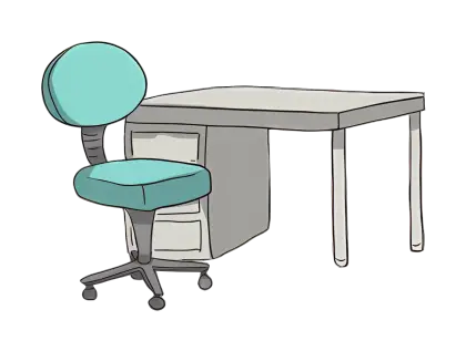 Office Desk and Chair Illustration