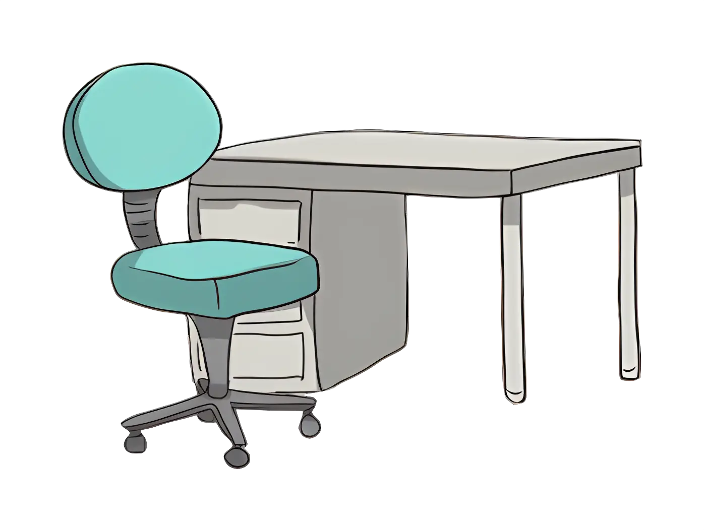 Office Desk and Chair Illustration