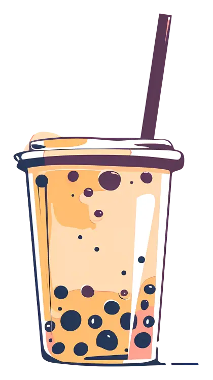 Bubble Tea Graphic with Tapioca Pearls