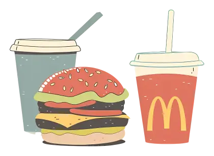 Cartoon Burger and Drinks