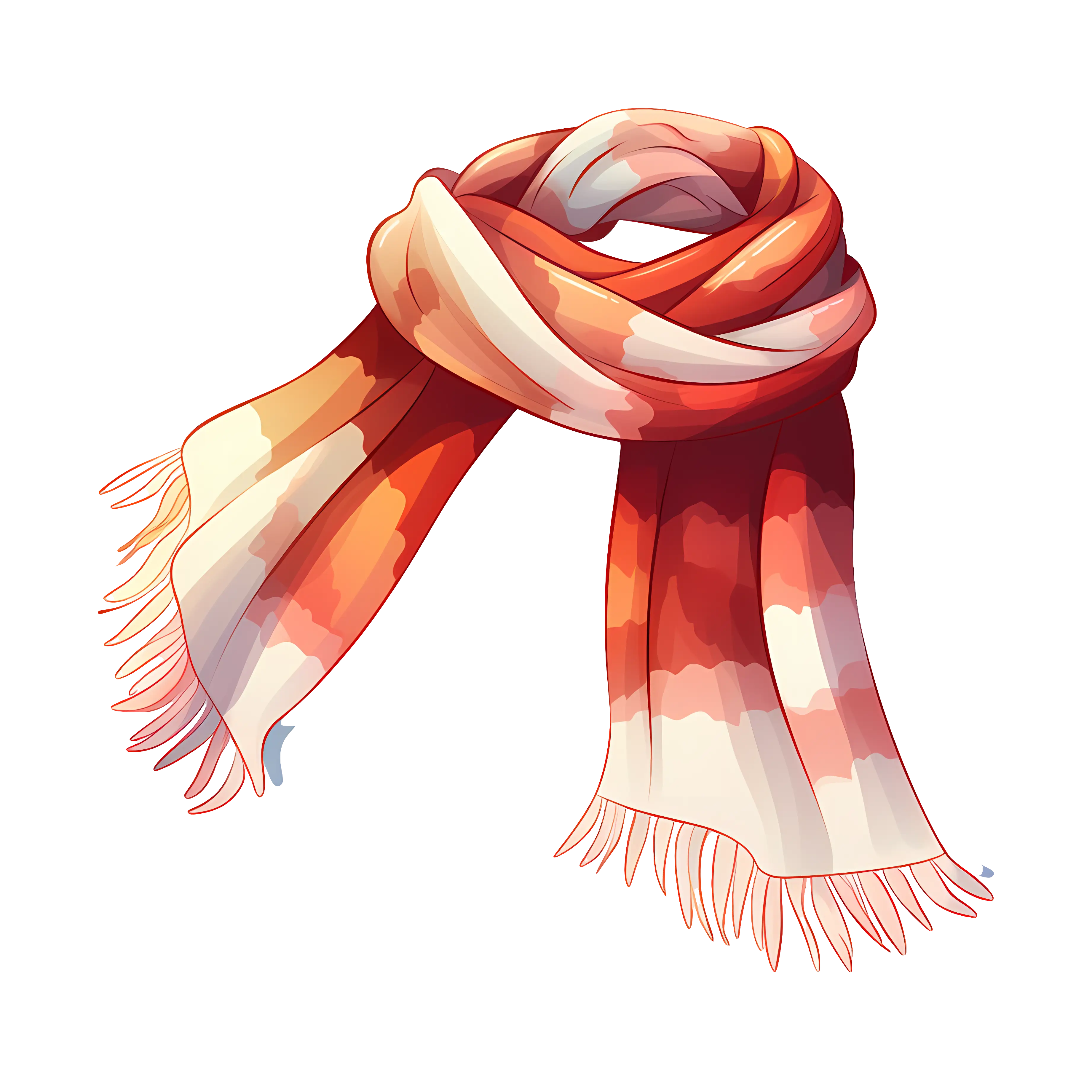 Warm Knitted Scarf in Red and White