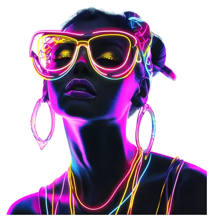 Neon Portrait with Sunglasses