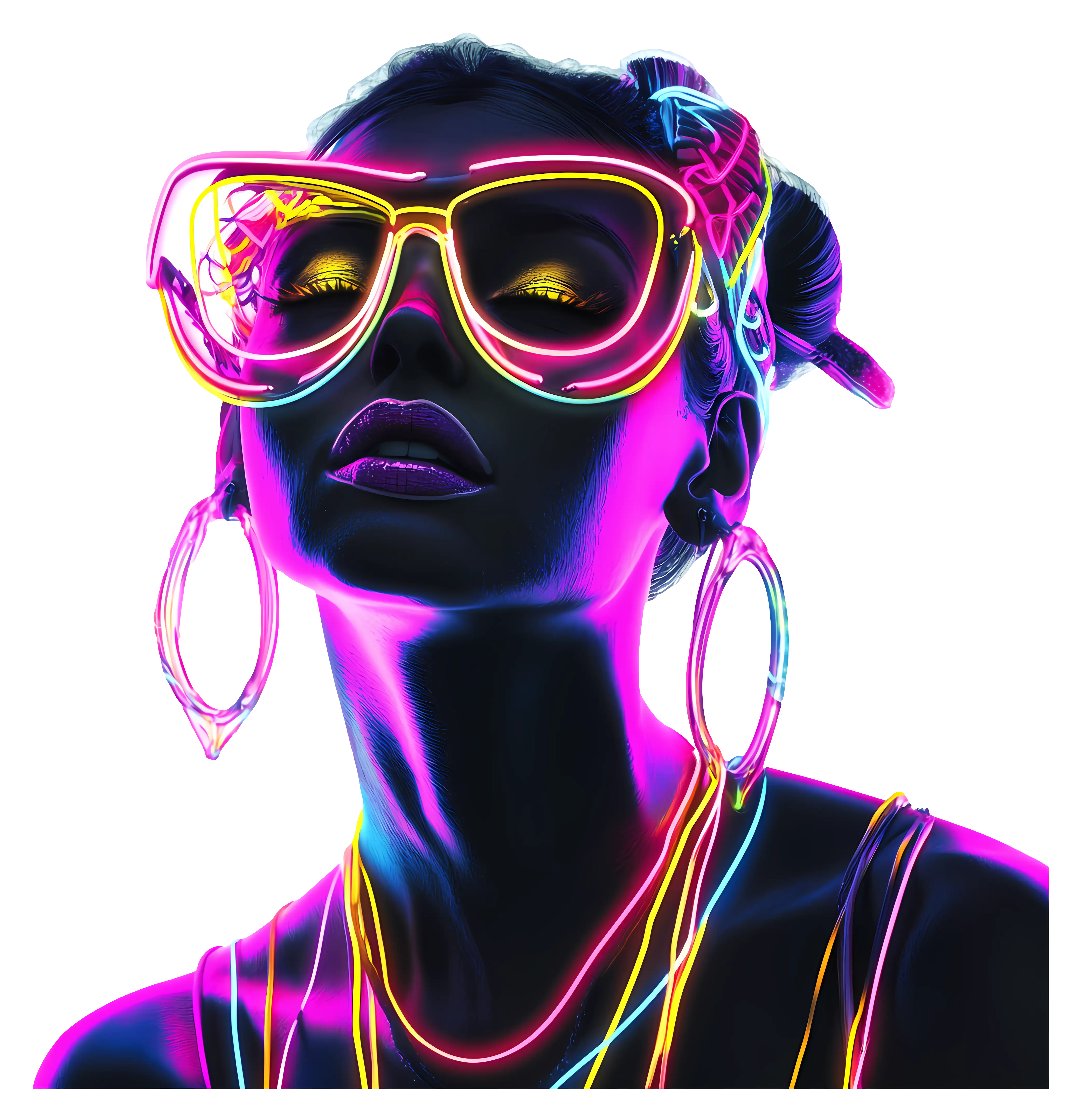 Neon Portrait with Sunglasses