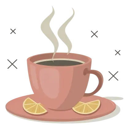 Steaming Coffee Cup with Lemon Slices