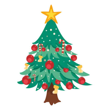 Decorated Christmas Tree with Star Topper
