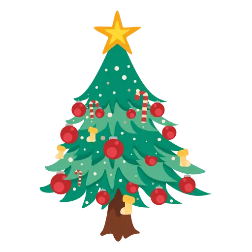 Decorated Christmas Tree with Star Topper