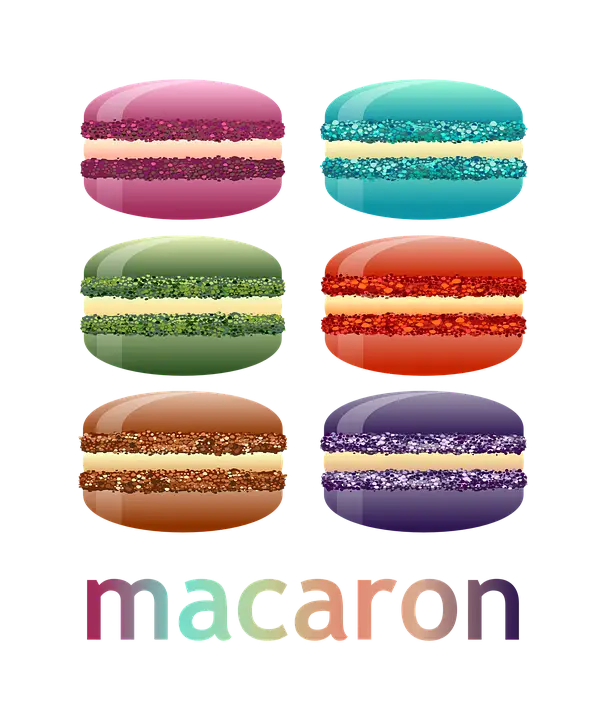 Colorful Macarons in Various Flavors