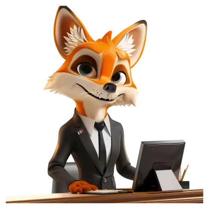 Fox in Suit at Desk