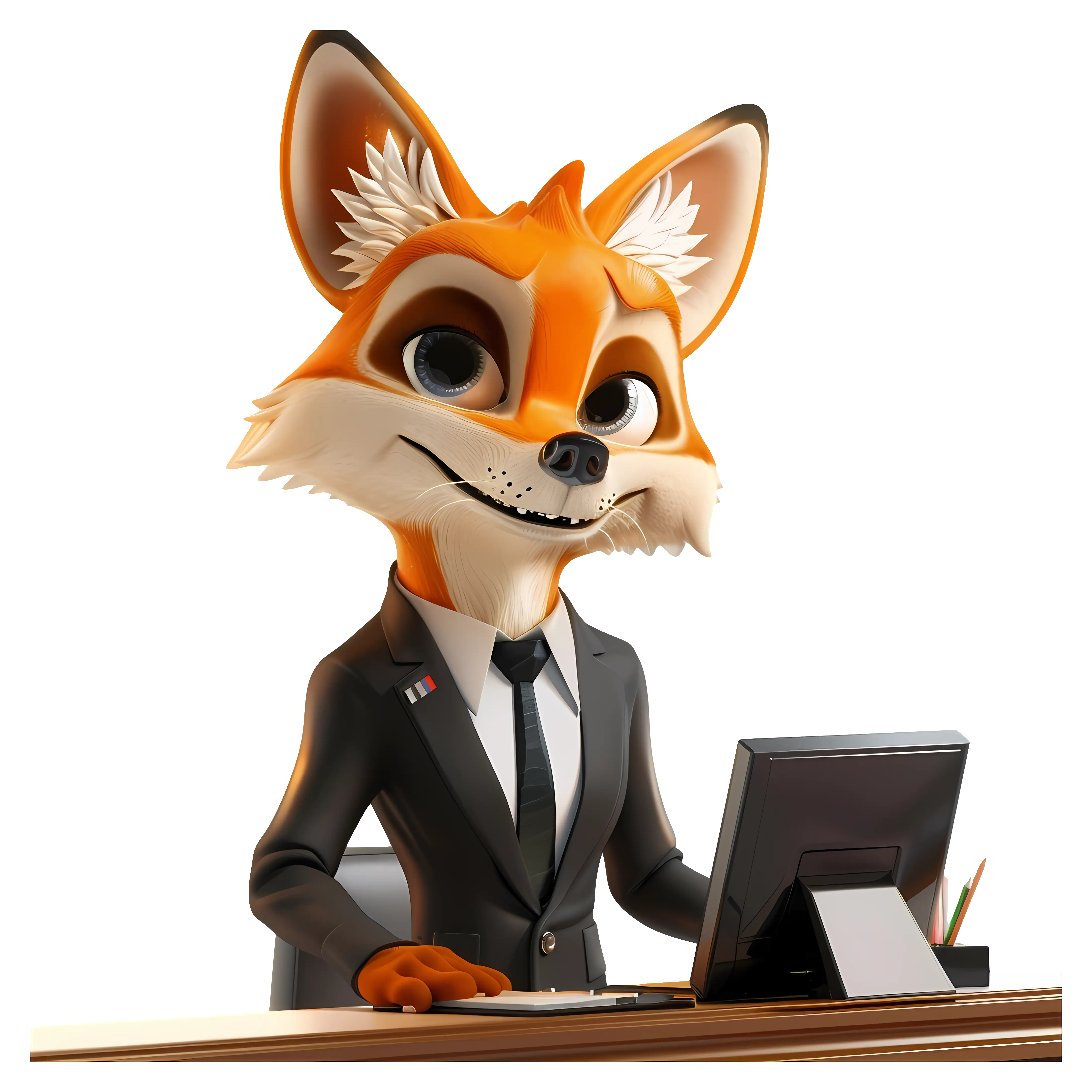 Fox in Suit at Desk