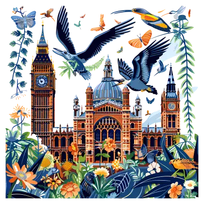 Big Ben and Nature Illustration