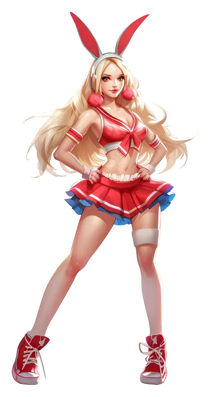 Cheerleader Bunny in Red Outfit