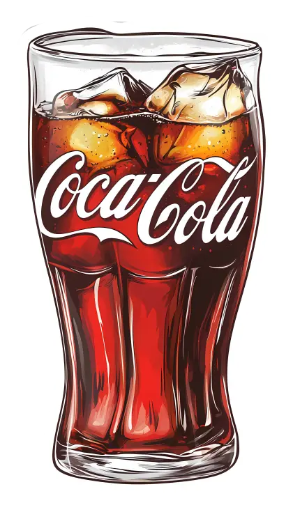 Coca-Cola Glass with Ice Cubes Illustration