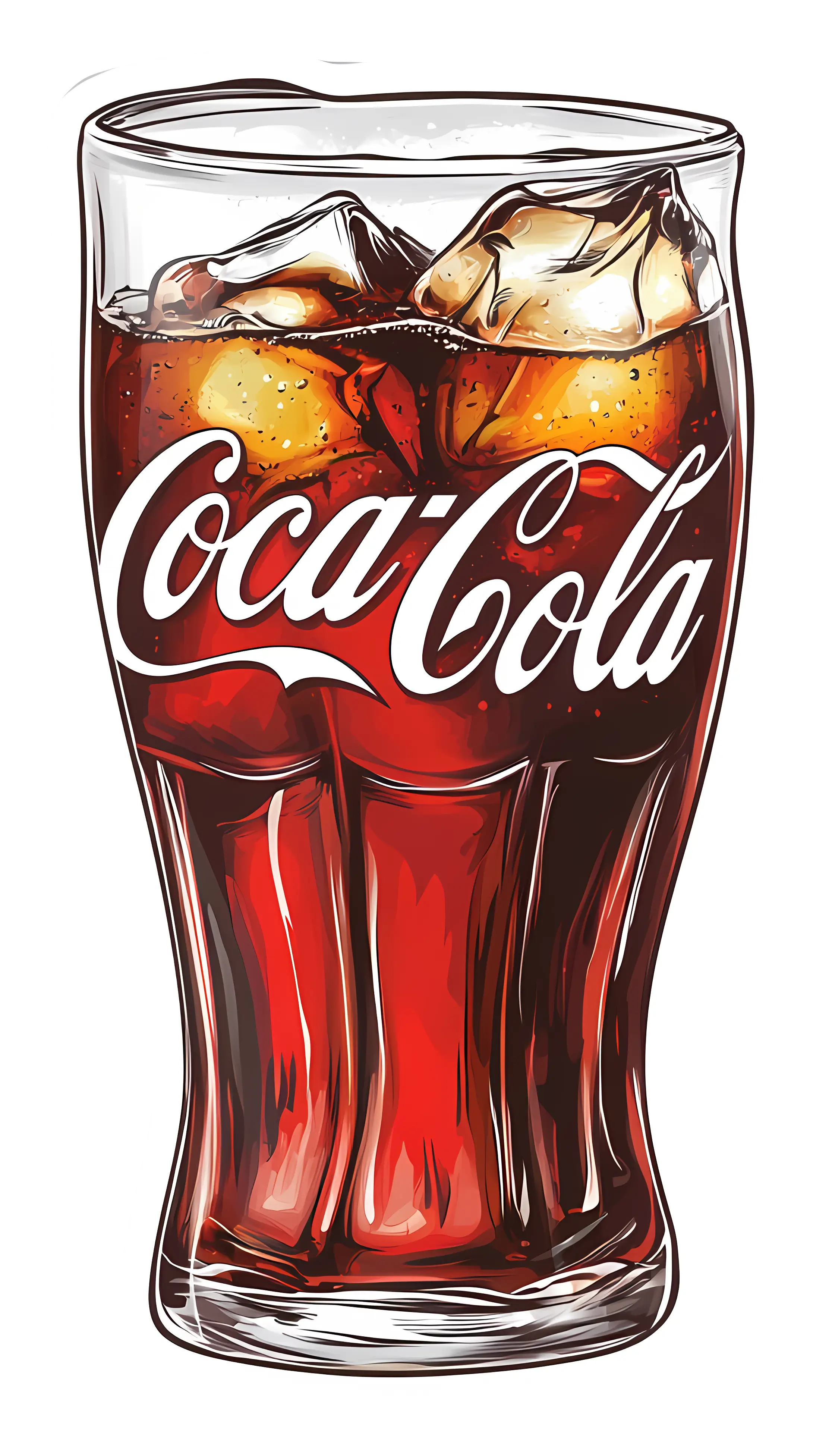 Coca-Cola Glass with Ice Cubes Illustration