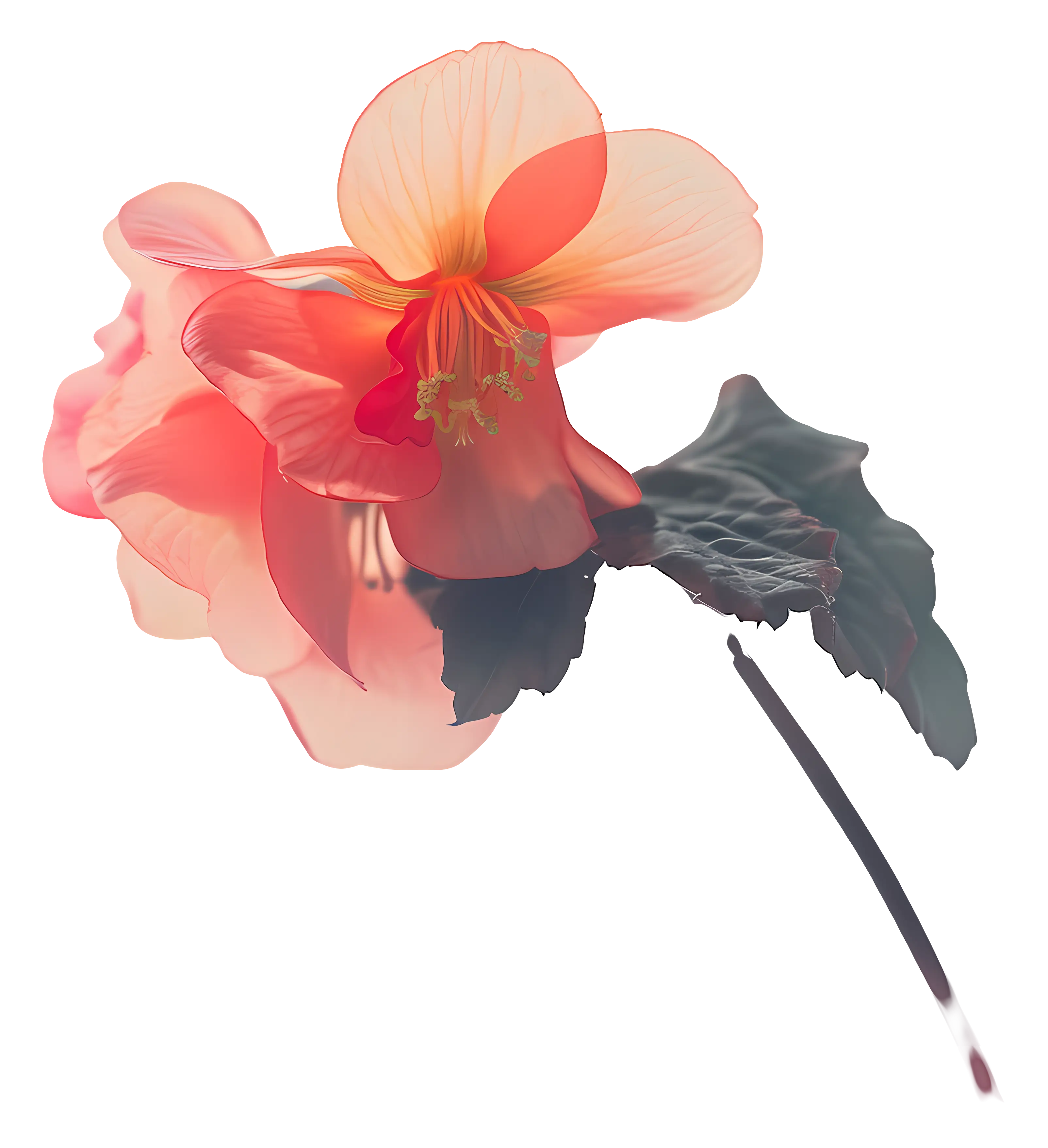 Delicate Pink Flower with Green Leaves