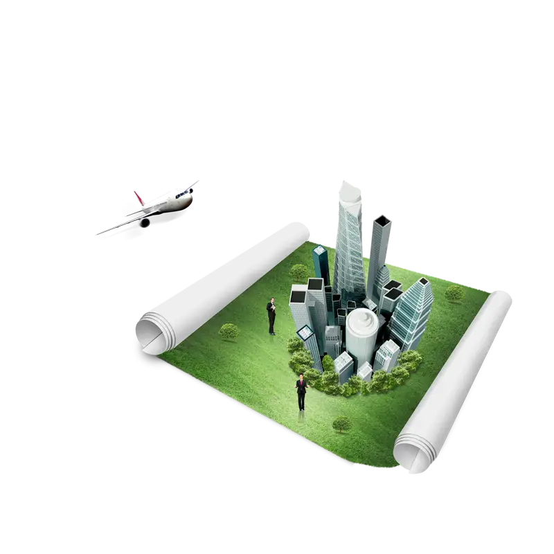 City Blueprint with Airplane