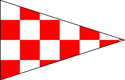 Red and White Checkered Triangle Flag