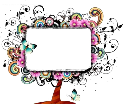 Colorful Decorative Frame with Floral Design