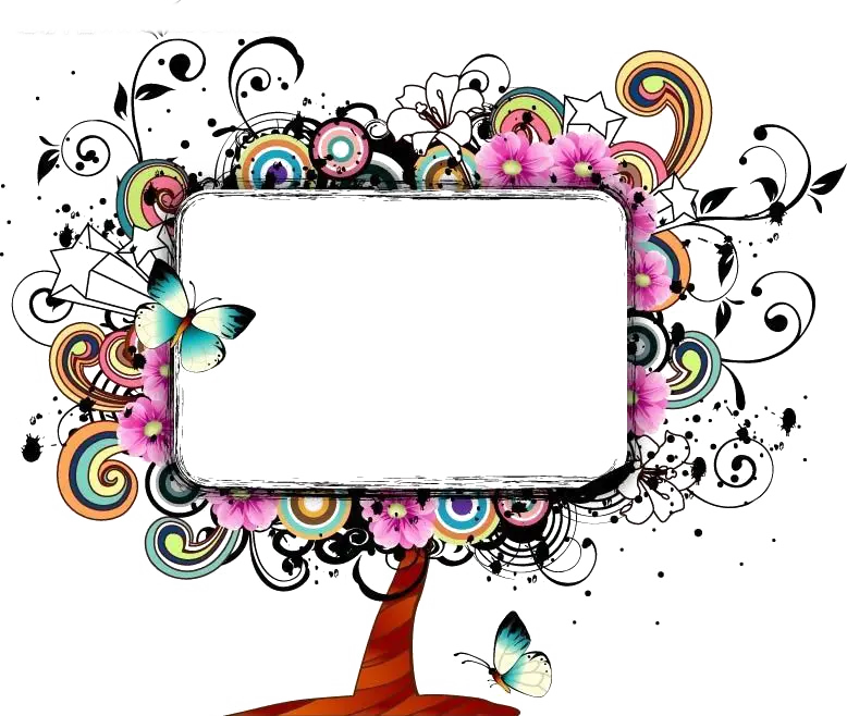 Colorful Decorative Frame with Floral Design