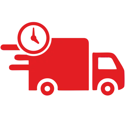 Red Delivery Truck with Clock Symbol