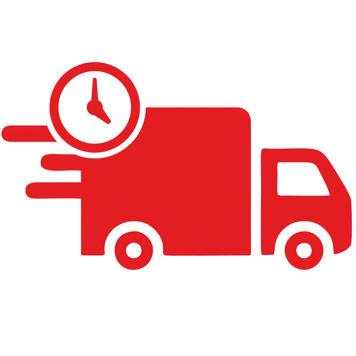 Red Delivery Truck with Clock Symbol