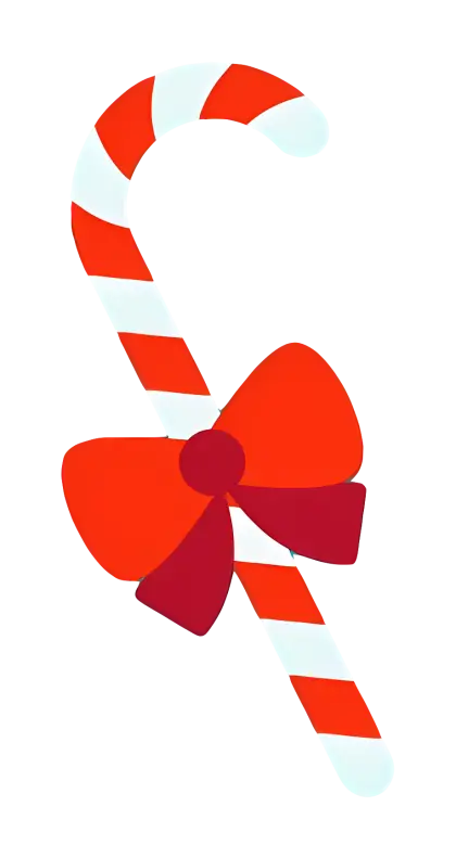 Festive Candy Cane with Red Bow