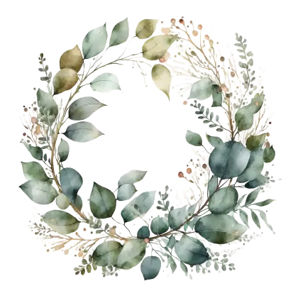 Green Leaf Wreath in Watercolor