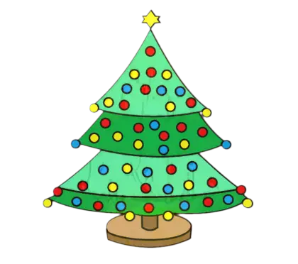 Decorated Christmas Tree with Ornaments and Lights