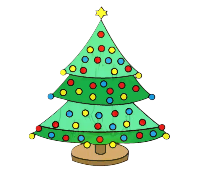 Decorated Christmas Tree with Ornaments and Lights