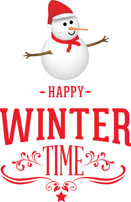 Happy Winter Time with Snowman Illustration