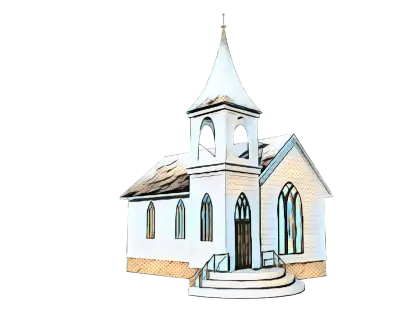 Cartoon Style White Church Illustration