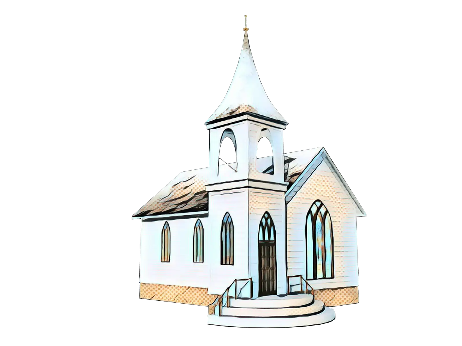 Cartoon Style White Church Illustration