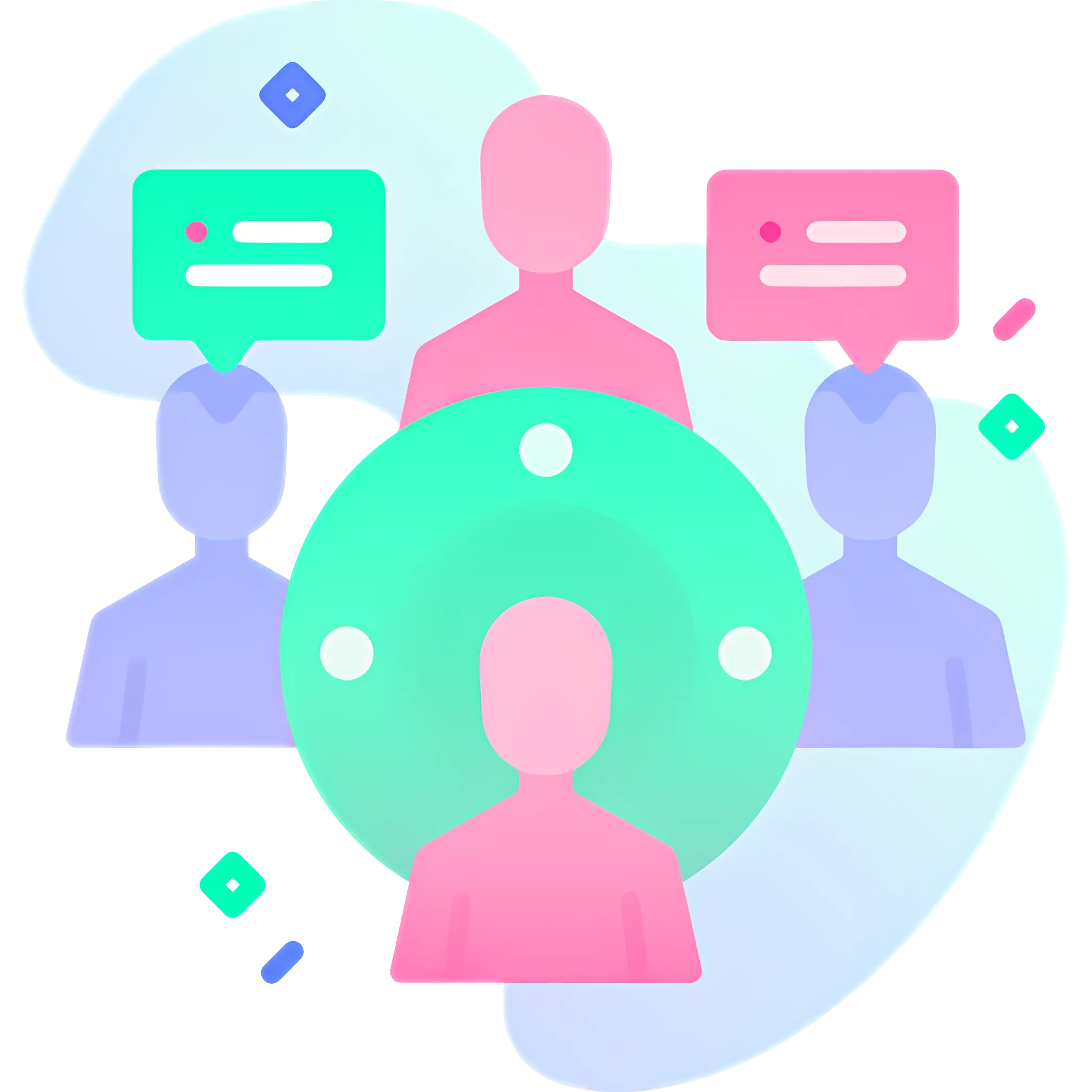 People Communicating in Flat Cartoon Style