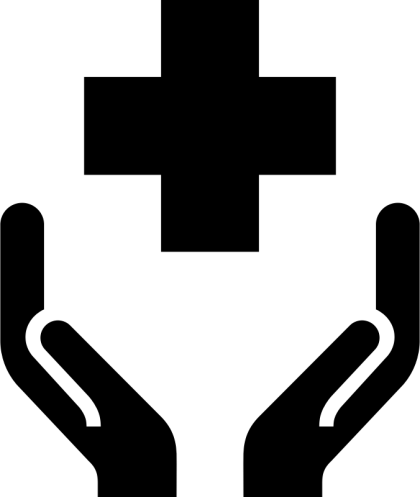 Medical Hands Icon with Cross
