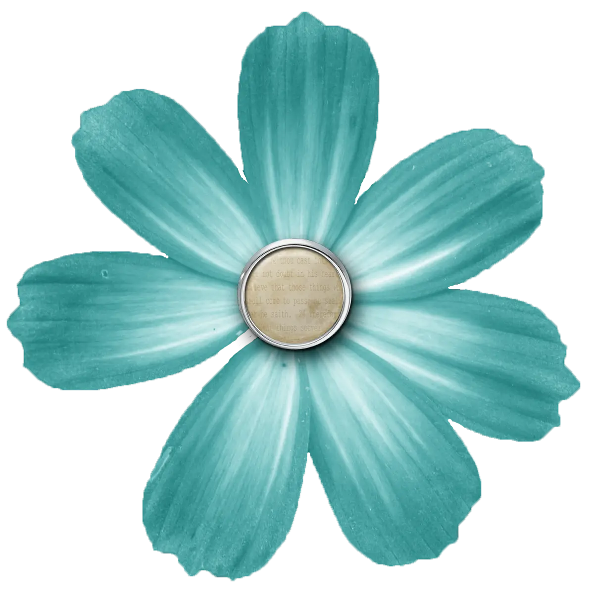 Blue Flower with Center Button