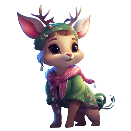 Cute Cartoon Deer with Antlers