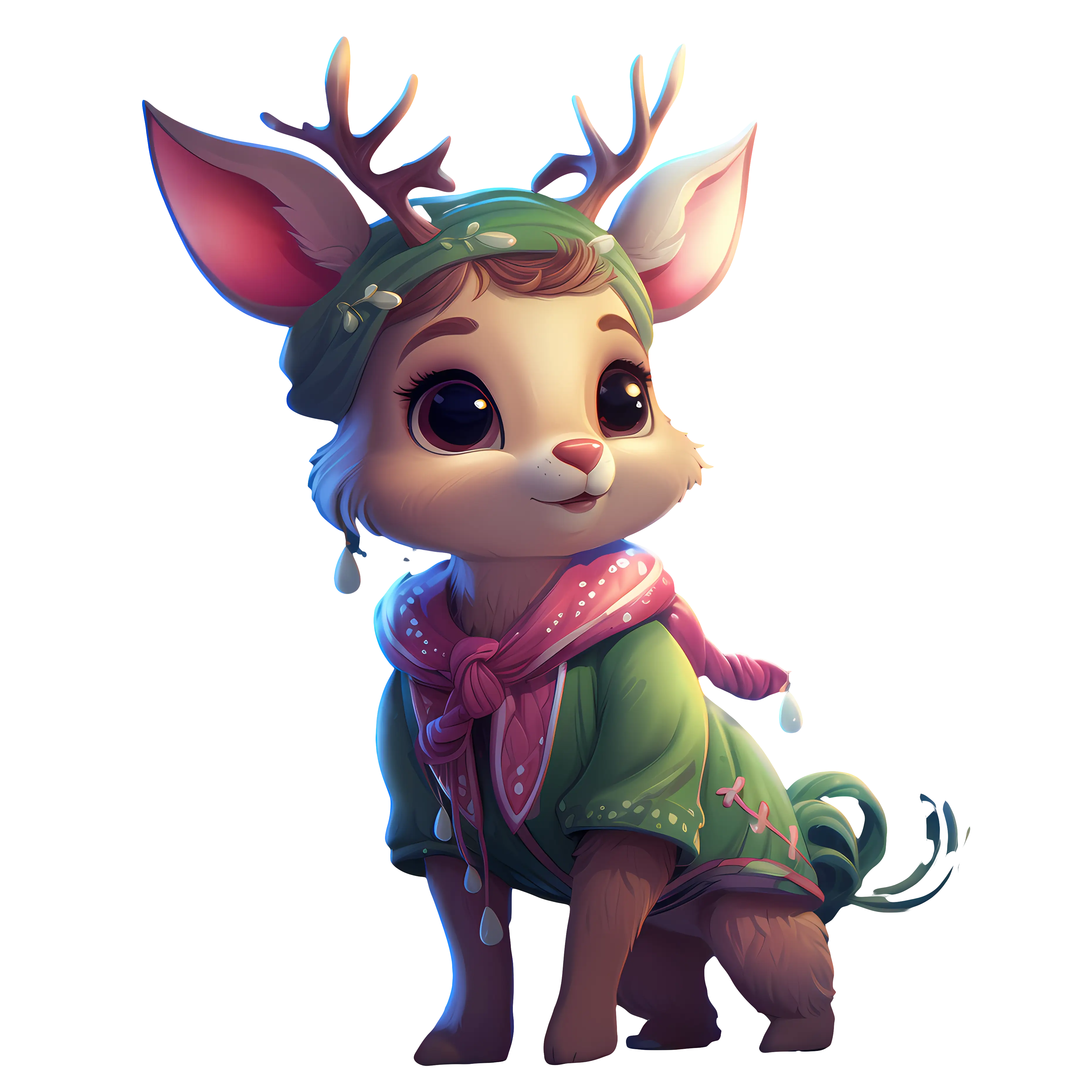 Cute Cartoon Deer with Antlers