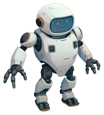 White Robot Illustration with Futuristic Design