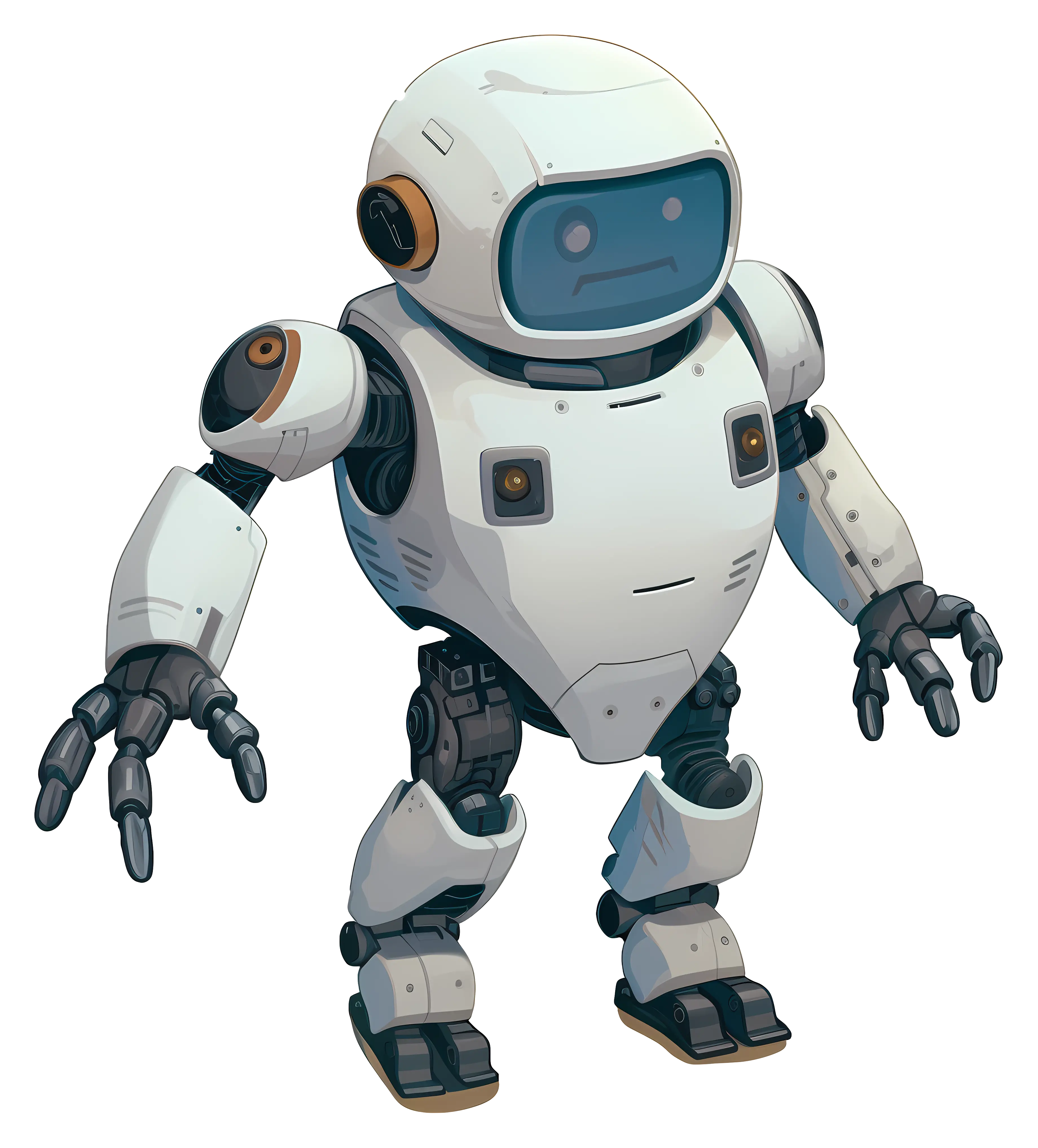 White Robot Illustration with Futuristic Design