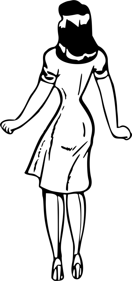 Black Line Art Drawing of a Woman