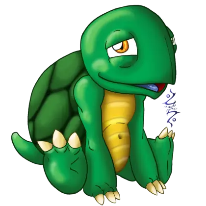 Green Cartoon Turtle with Adorable Expression
