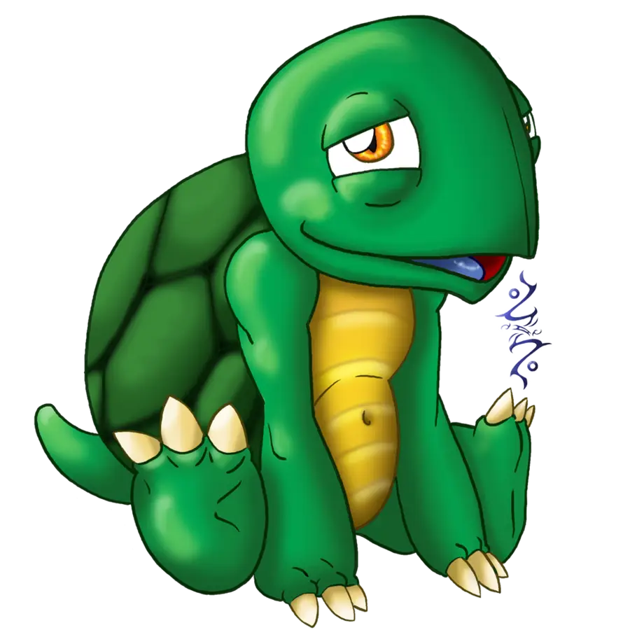 Green Cartoon Turtle with Adorable Expression