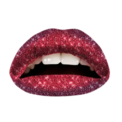 Glittery Red Lips with Shiny Sparkle