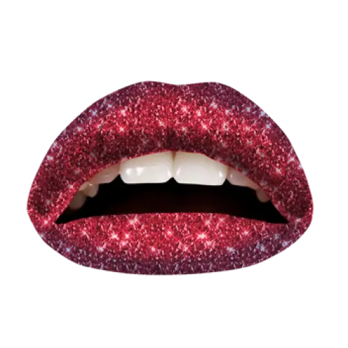 Glittery Red Lips with Shiny Sparkle