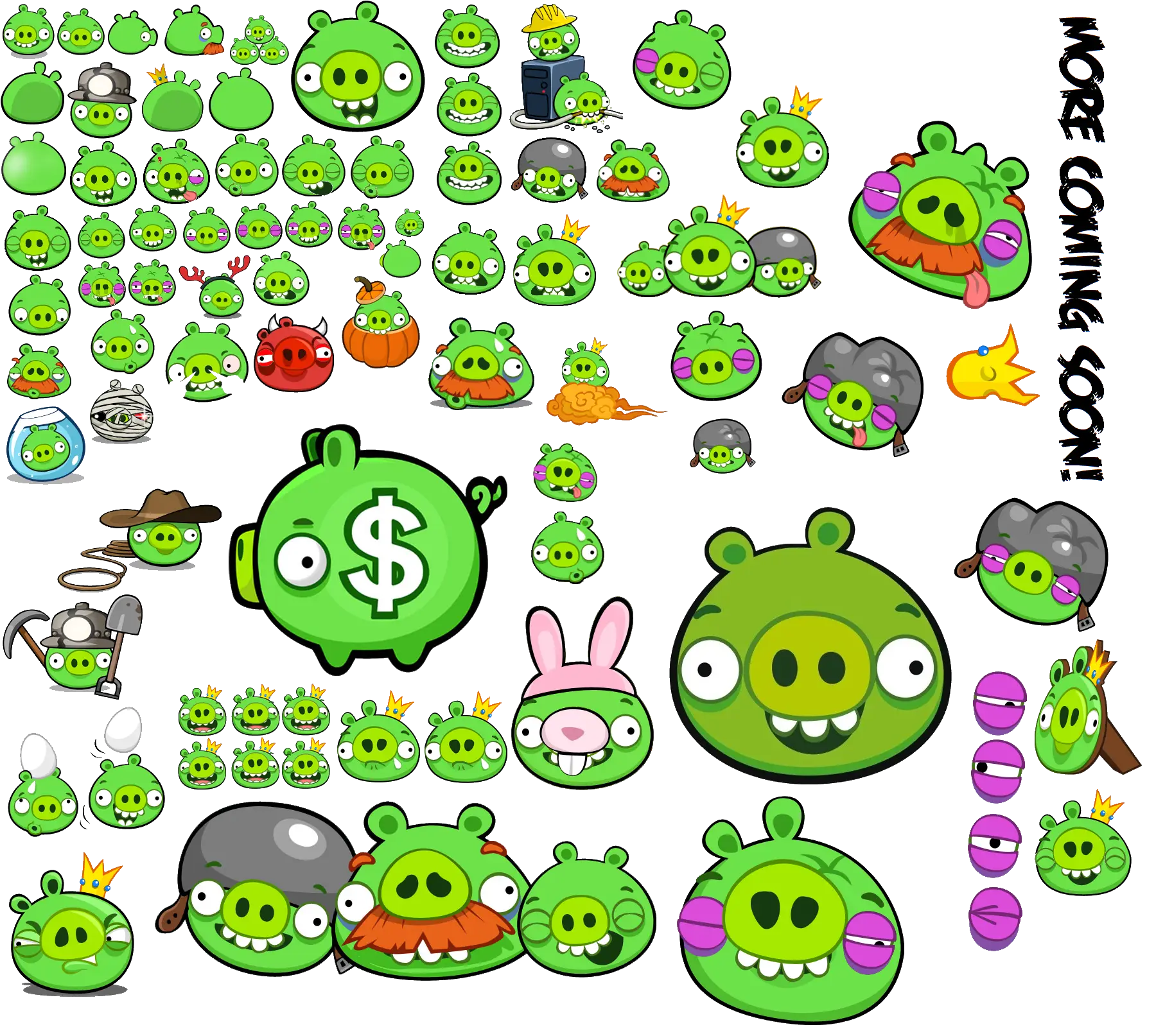 Various Green Pigs from Angry Birds