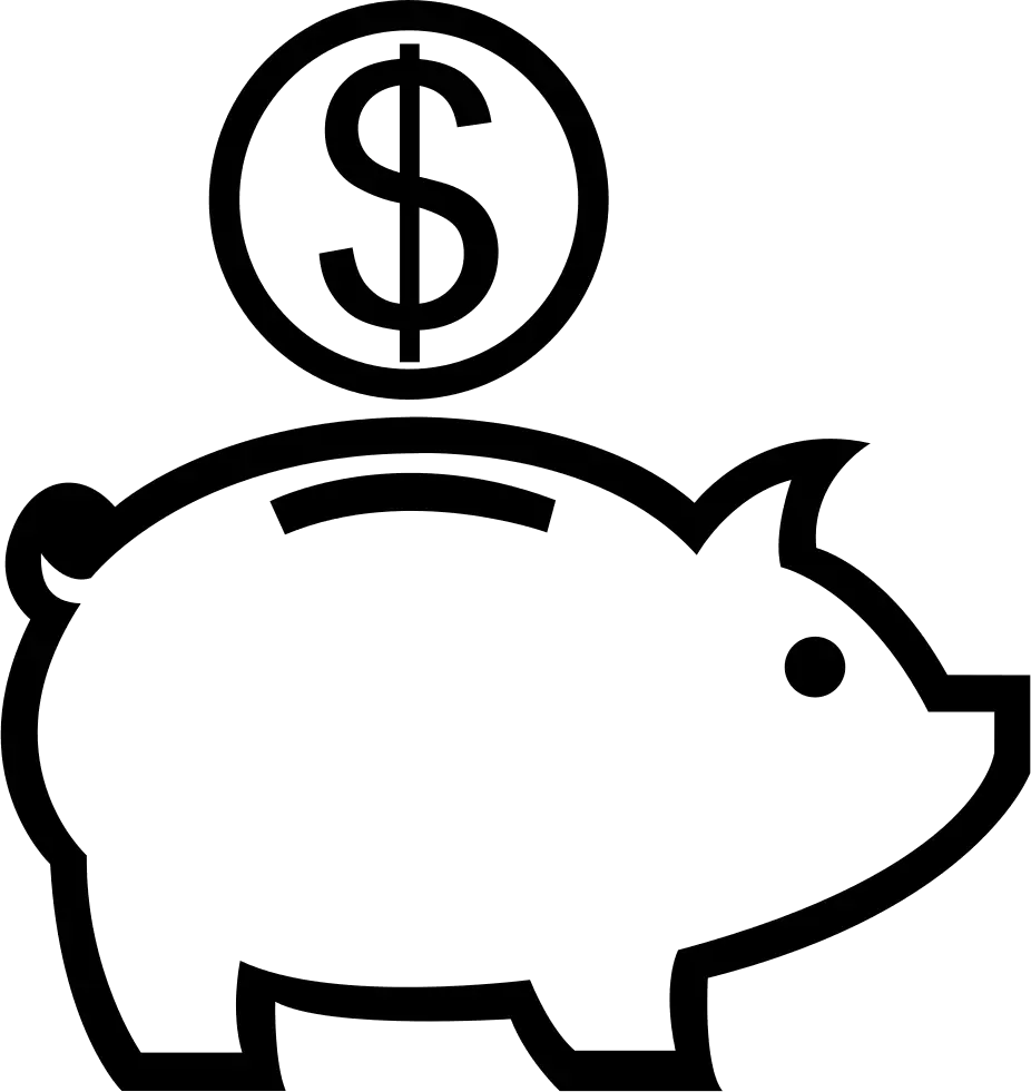 Black and White Piggy Bank with Coin Icon
