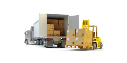 Cargo Truck with Forklift Loading Boxes