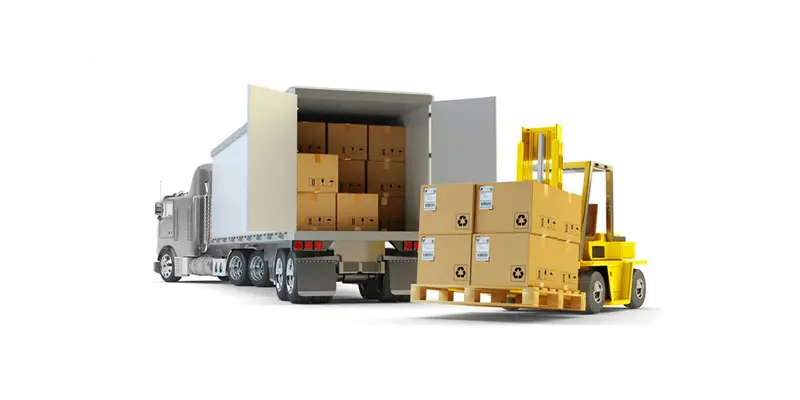 Cargo Truck with Forklift Loading Boxes