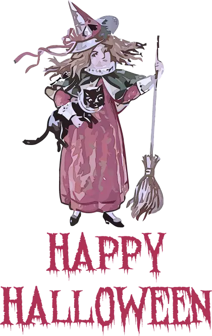 Witch with Cat for Halloween