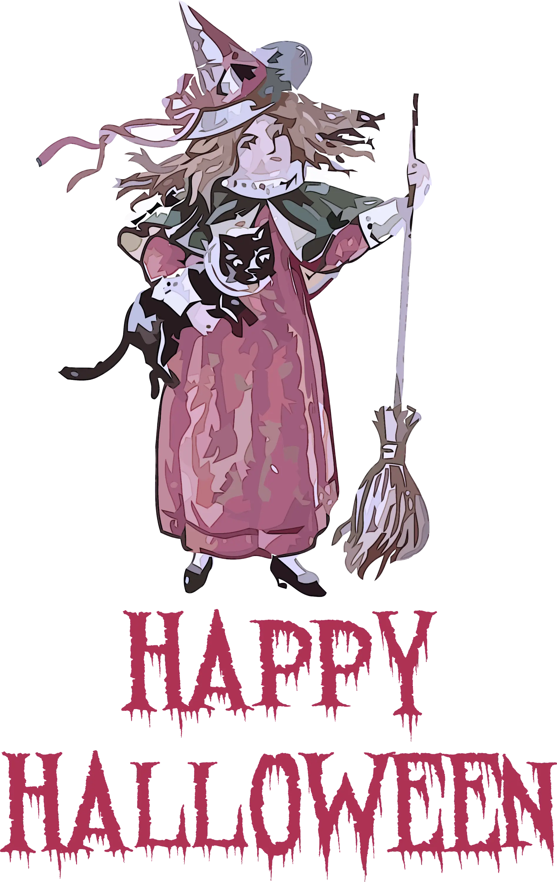 Witch with Cat for Halloween